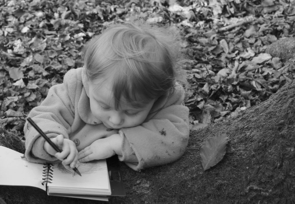 142 | Sortir les crayons, les carnets pour un moment d'observation, crayonner l'empreinte d'une feuille